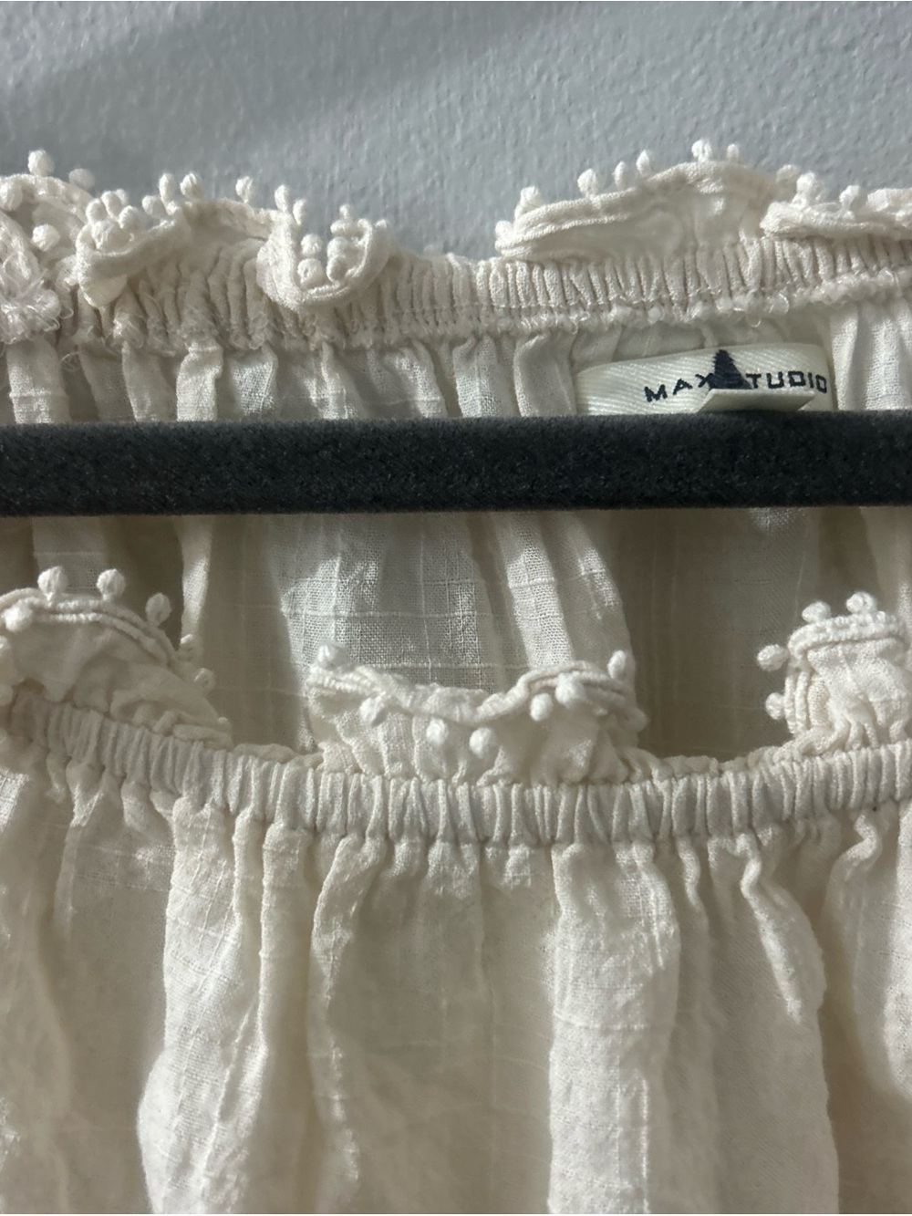 Max Studio Ladies Creme Cotton Blend Lantern Sleeve Size Small Boho Cottagecore - Picture 5 of 7